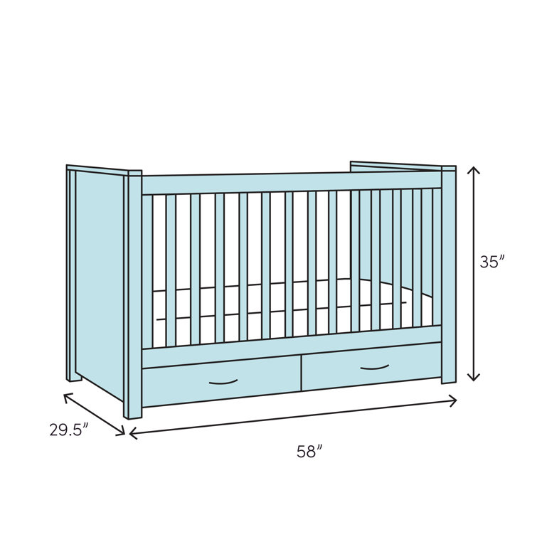 White and Driftwood 3-in-1 Convertible Baby Crib with Adjustable Mattress Support