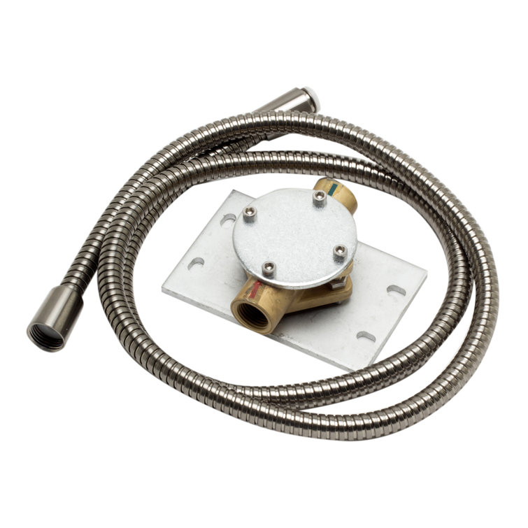 Brushed Nickel Floor Mounted Tub Filler with Handheld Shower