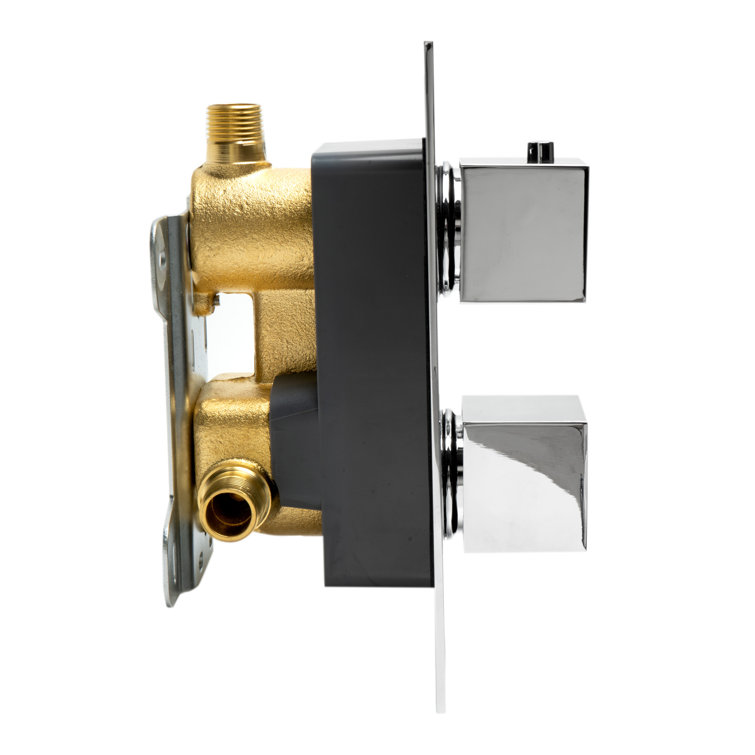 Polished Chrome Square Knob Thermostatic Shower Mixer