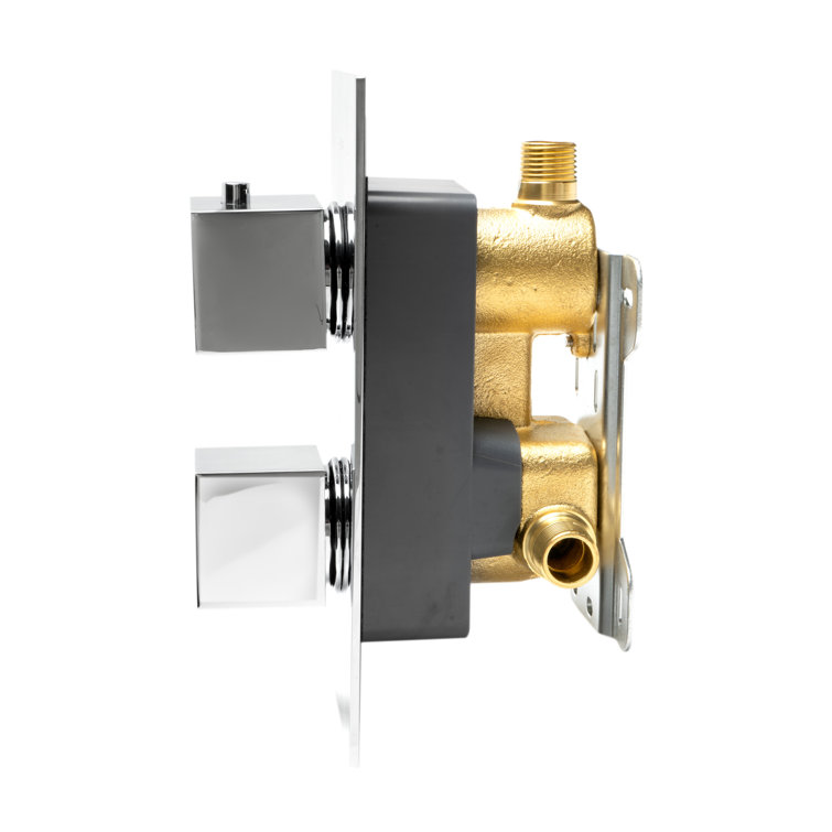 Polished Chrome Square Knob Thermostatic Shower Mixer
