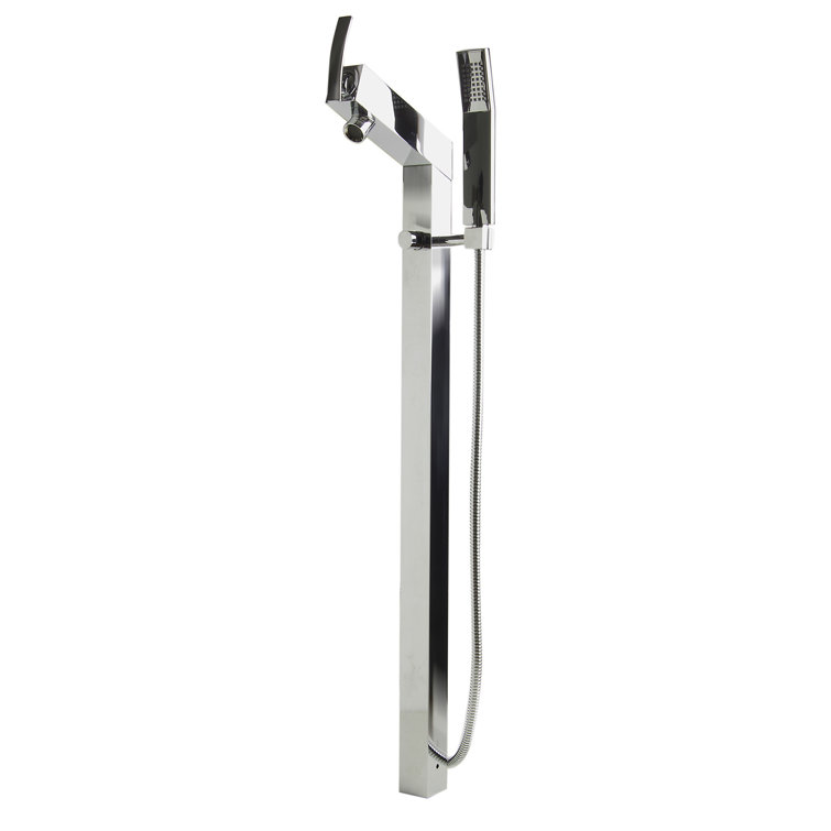 Polished Chrome Freestanding Tub Filler with Handheld Shower