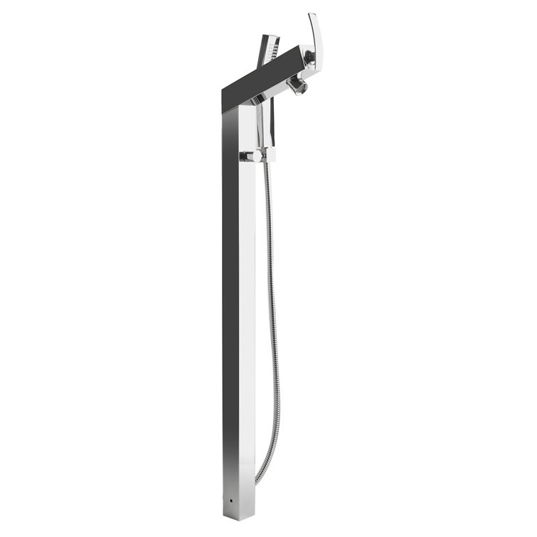 Polished Chrome Freestanding Tub Filler with Handheld Shower