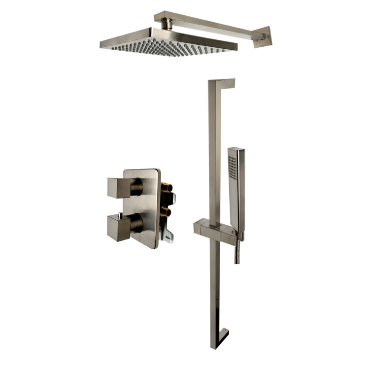 Brushed Nickel Adjustable Height Multi-Head Shower System