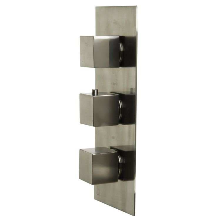Brushed Nickel Concealed 4-Way Thermostatic Valve Shower Mixer