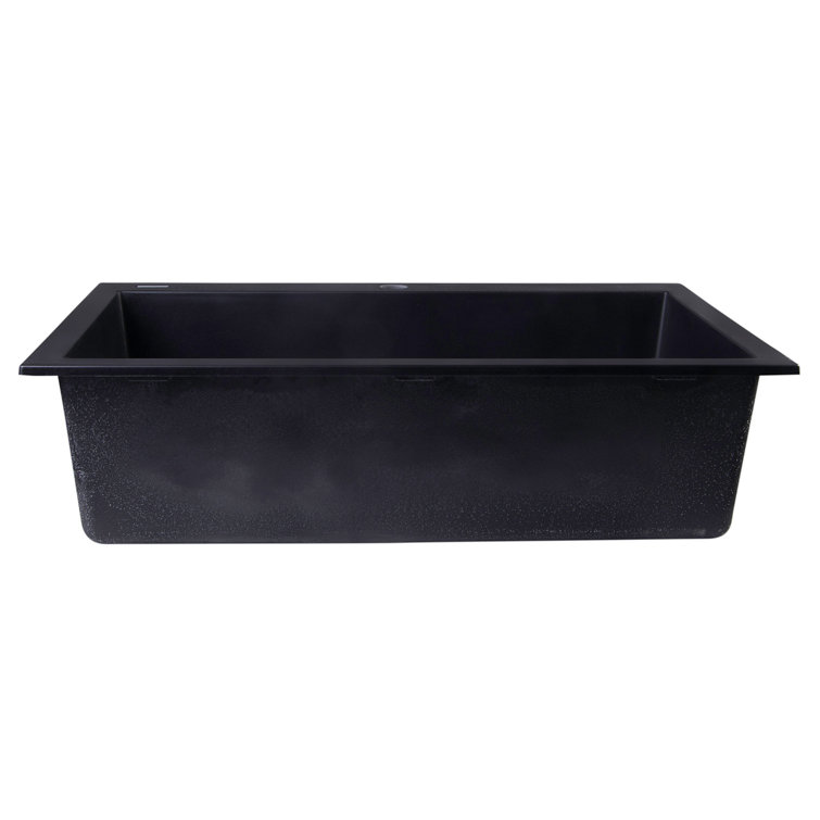30'' Black Granite Single Bowl Drop-In Kitchen Sink