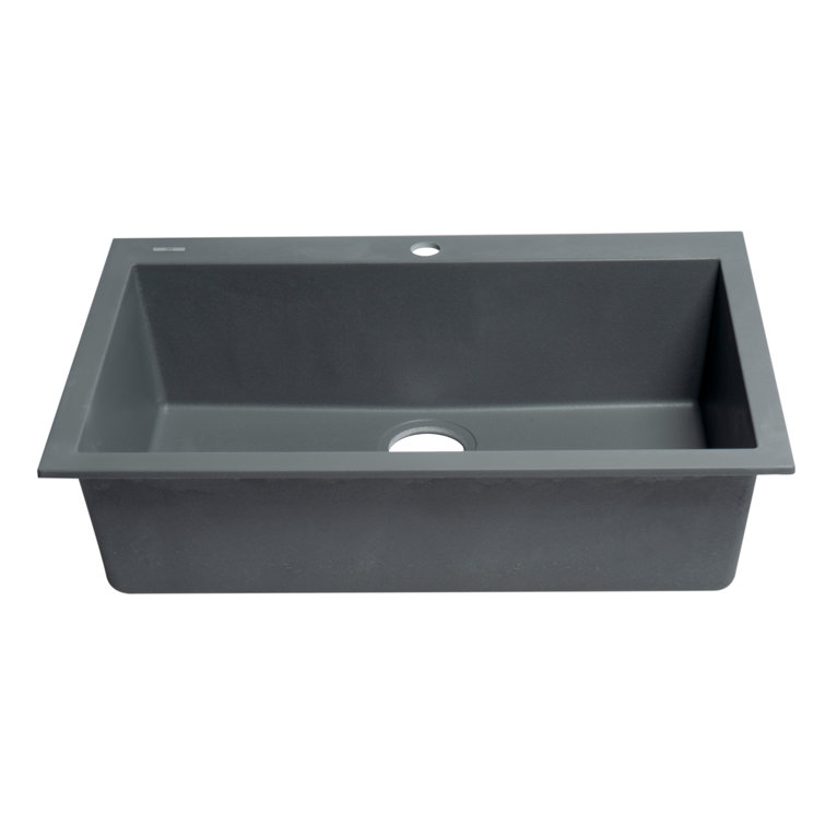 30'' Titanium Gray Granite Composite Single Bowl Kitchen Sink