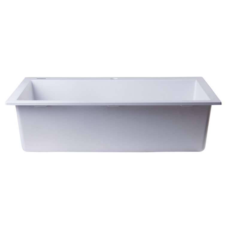 White 30'' Drop-In Single Bowl Granite Kitchen Sink