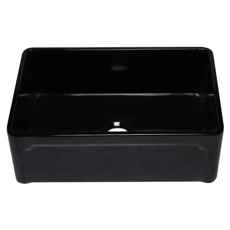 30'' Black Gloss Fireclay Farmhouse Single Bowl Kitchen Sink