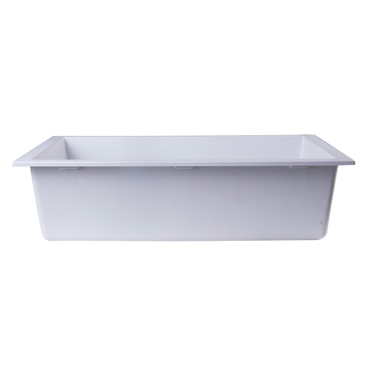 White 30'' Undermount Single Bowl Granite Kitchen Sink