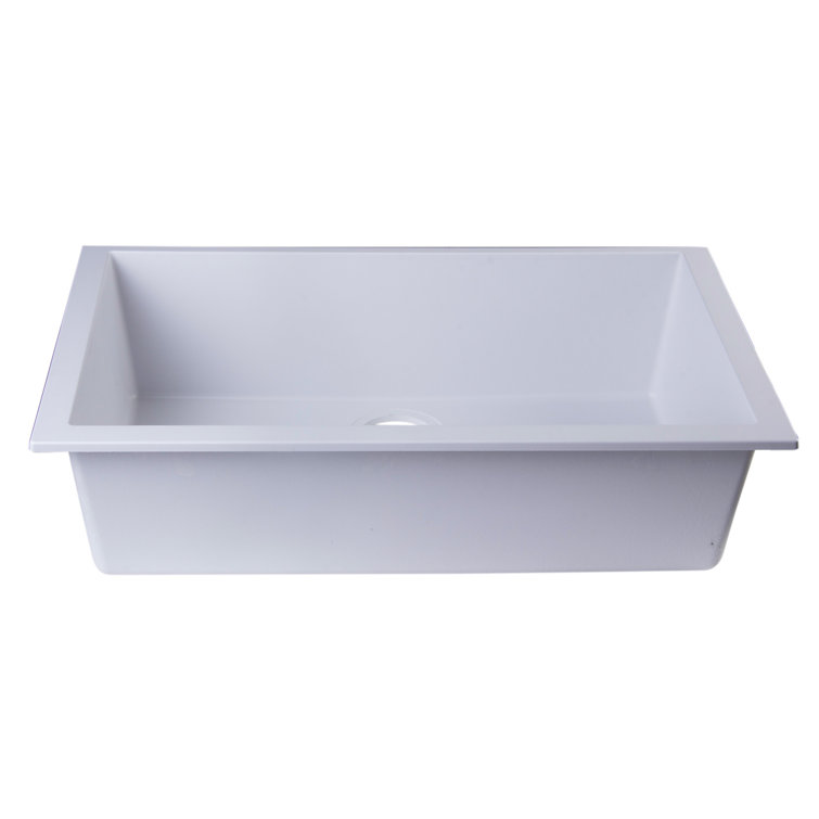 White 30'' Undermount Single Bowl Granite Kitchen Sink