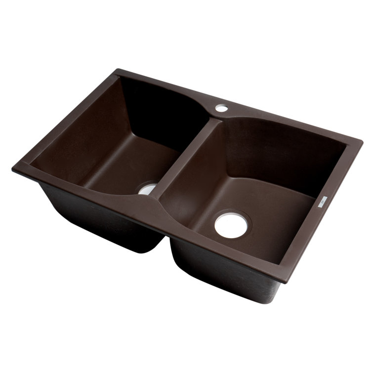 31'' Chocolate Granite Double Bowl Kitchen Sink