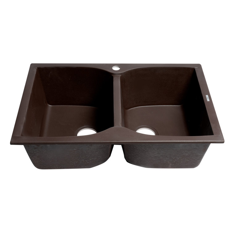31'' Chocolate Granite Double Bowl Kitchen Sink