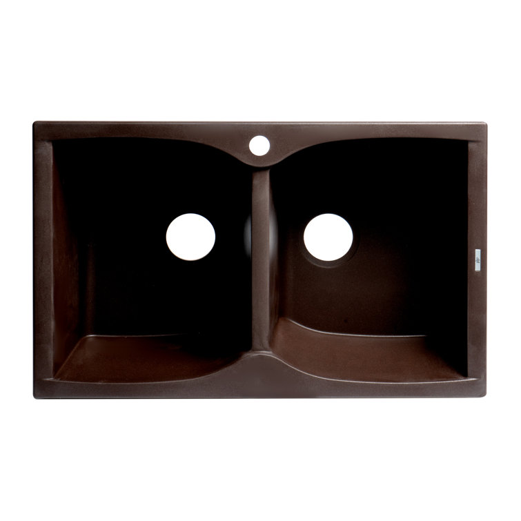 31'' Chocolate Granite Double Bowl Kitchen Sink