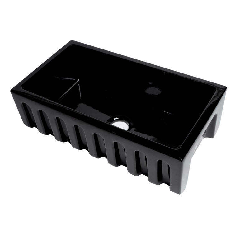 33'' Black Gloss Fireclay Farmhouse Kitchen Sink