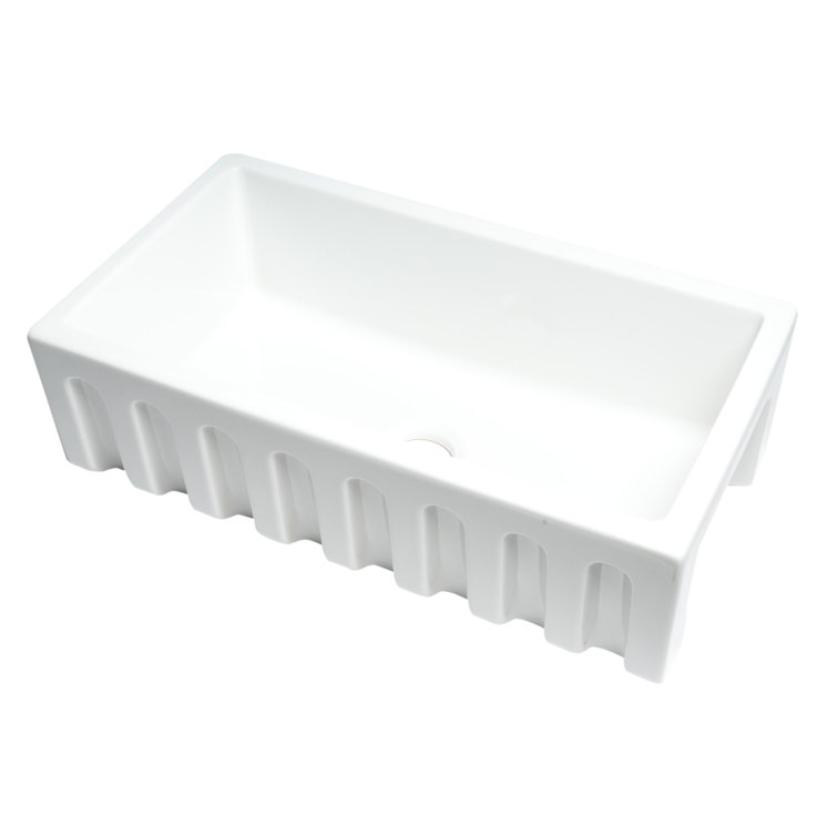 White Fireclay Single Bowl Farmhouse Kitchen Sink