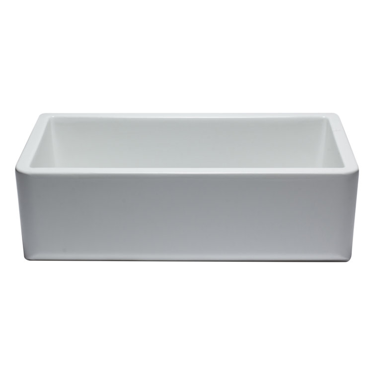 White Fireclay Single Bowl Farmhouse Drop-In Sink