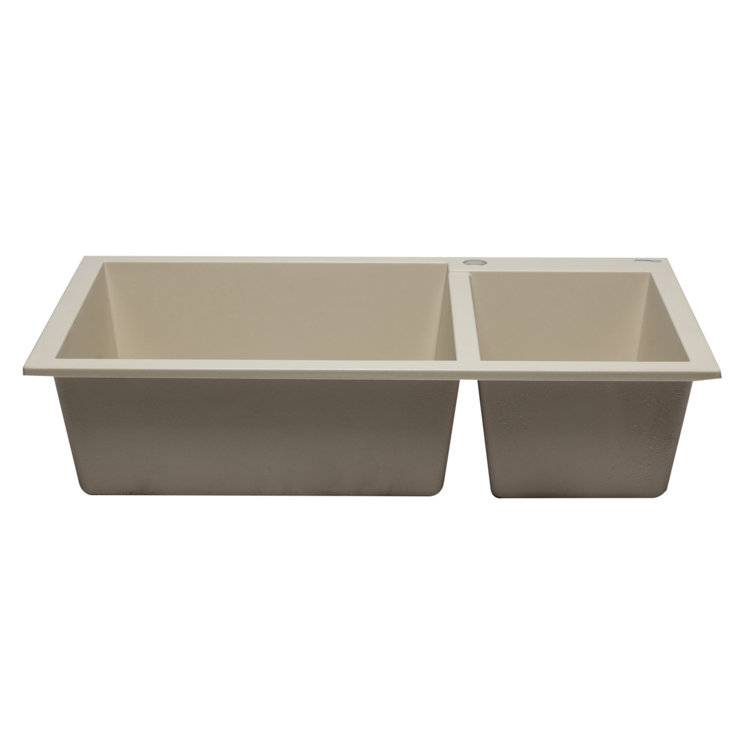 34'' Biscuit Double Bowl Granite Composite Kitchen Sink