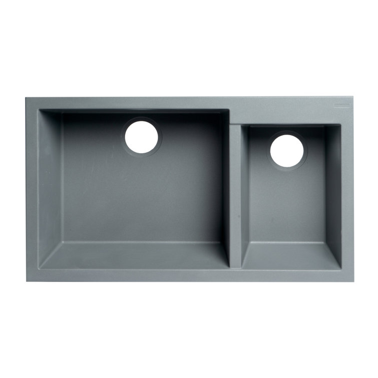 Titanium Double Bowl Granite Composite Undermount Kitchen Sink