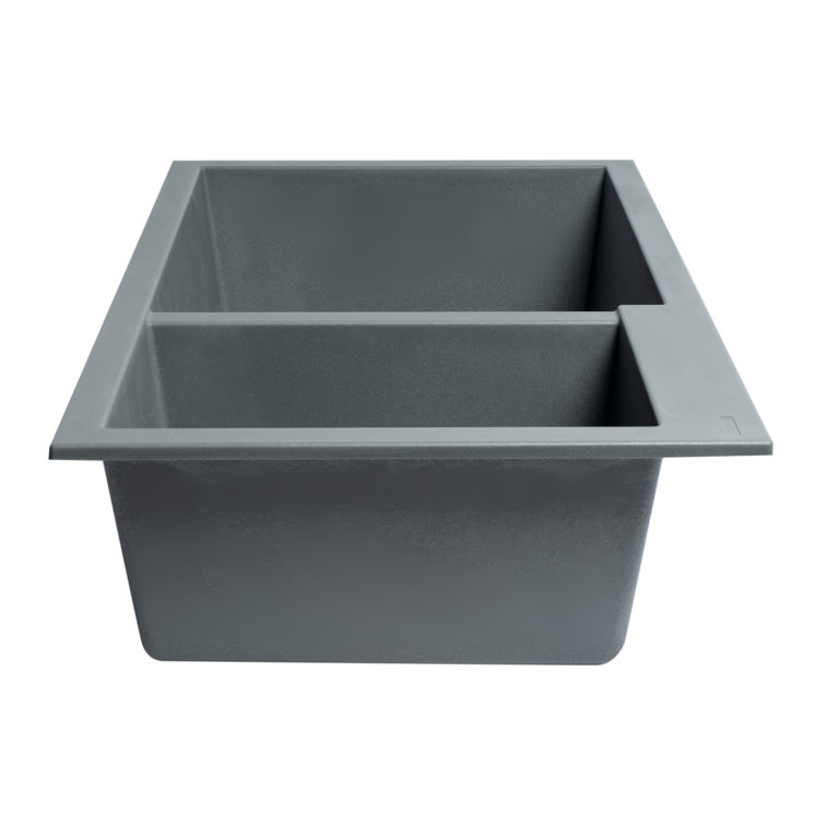 Titanium Double Bowl Granite Composite Undermount Kitchen Sink