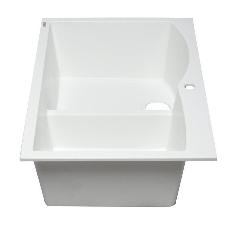 White Granite Composite 33'' Double Bowl Drop-In Kitchen Sink