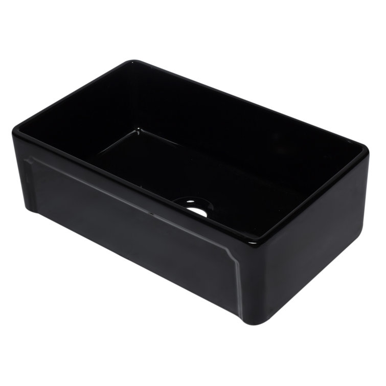 32.63'' Black Fireclay Single Bowl Farmhouse Kitchen Sink