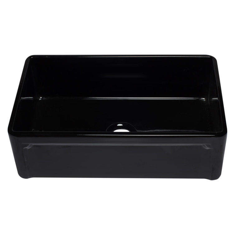 32.63'' Black Fireclay Single Bowl Farmhouse Kitchen Sink