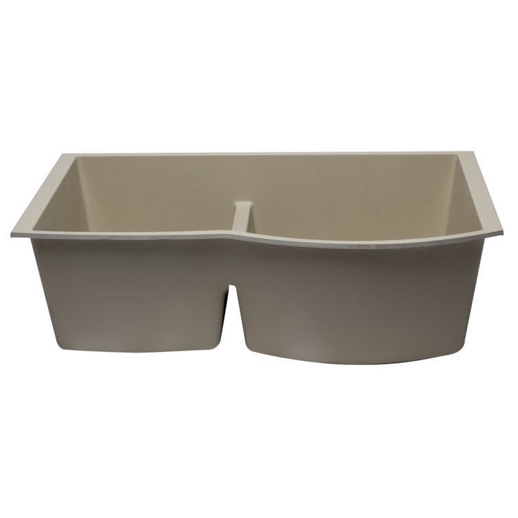Biscuit 33'' Double Bowl Granite Composite Undermount Kitchen Sink