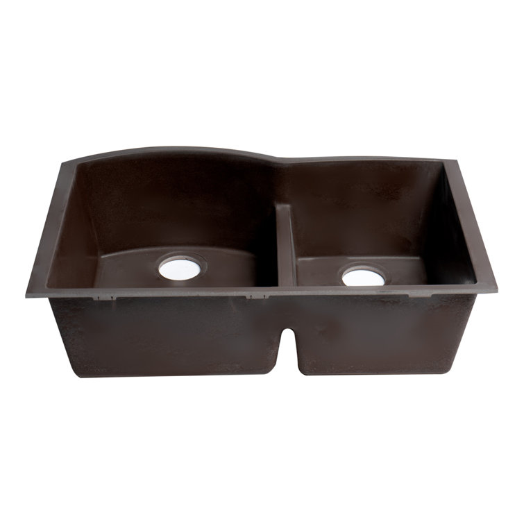 Chocolate 33'' Double Bowl Granite Undermount Kitchen Sink