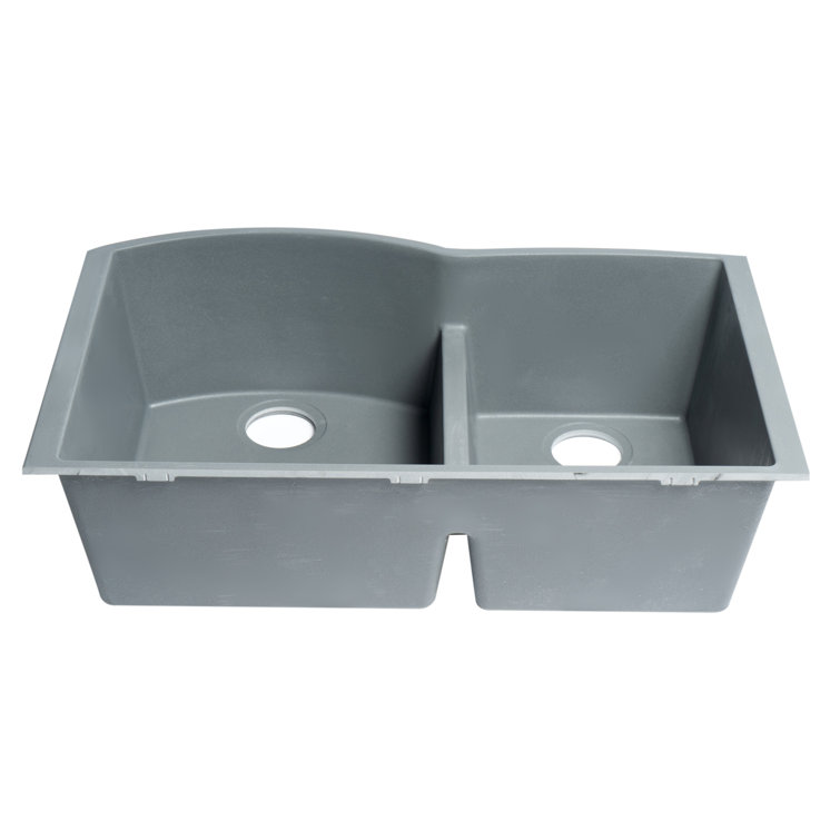 Titanium Gray Double Bowl Granite Composite Undermount Kitchen Sink
