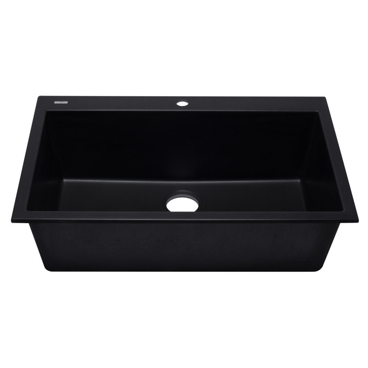 33'' Black Granite Single Bowl Drop-In Kitchen Sink