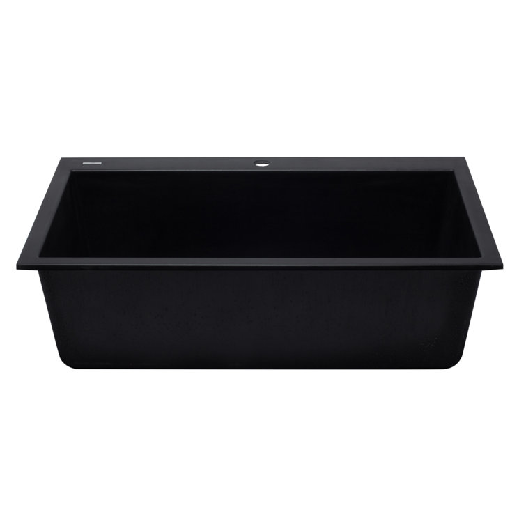 33'' Black Granite Single Bowl Drop-In Kitchen Sink