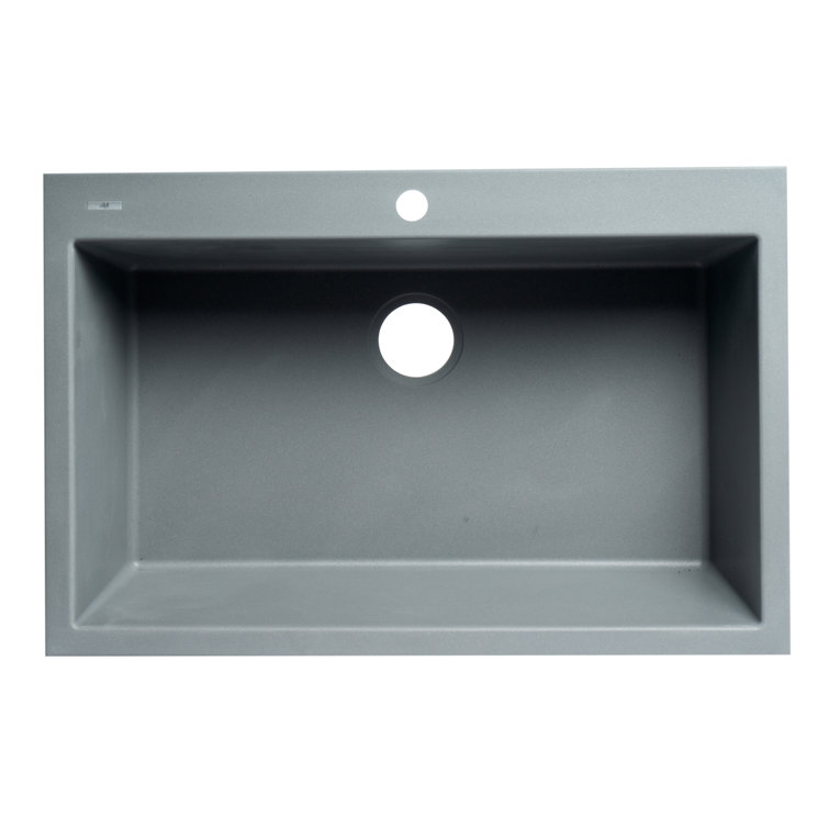33'' Titanium Gray Granite Single Bowl Drop-In Kitchen Sink