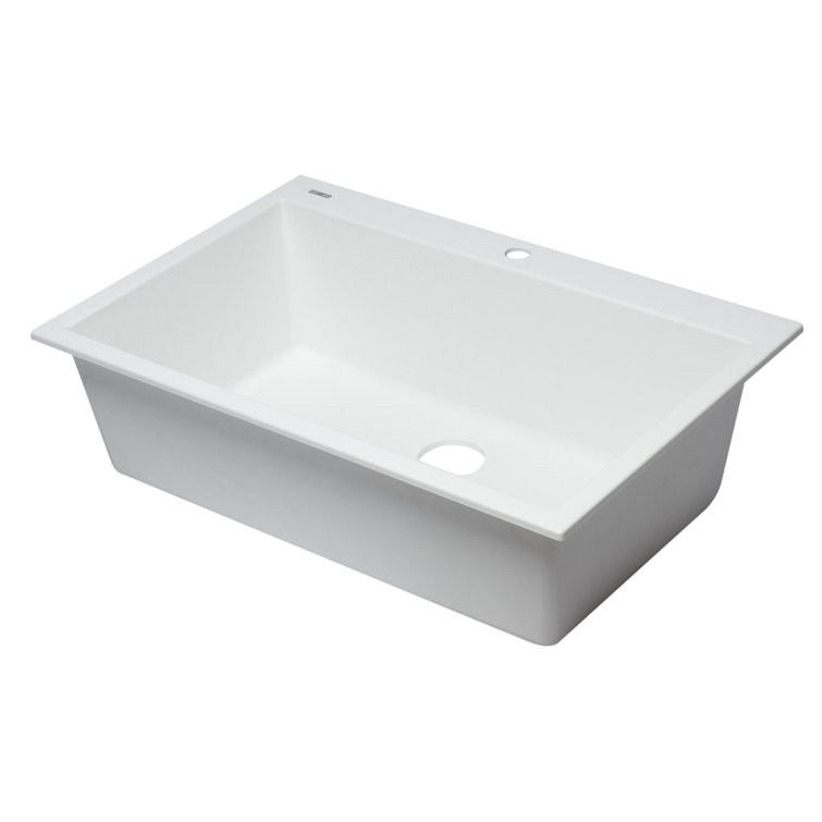 33'' White Granite Single Bowl Drop-In Kitchen Sink