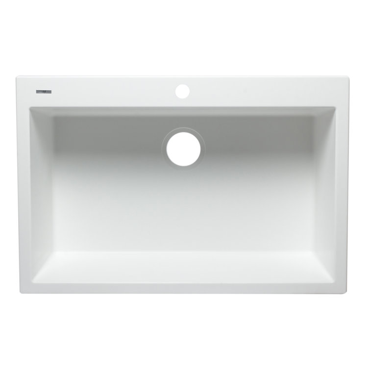 33'' White Granite Single Bowl Drop-In Kitchen Sink