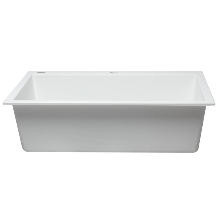33'' White Granite Single Bowl Drop-In Kitchen Sink