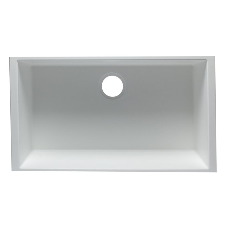 White 33'' Granite Single Bowl Undermount Kitchen Sink