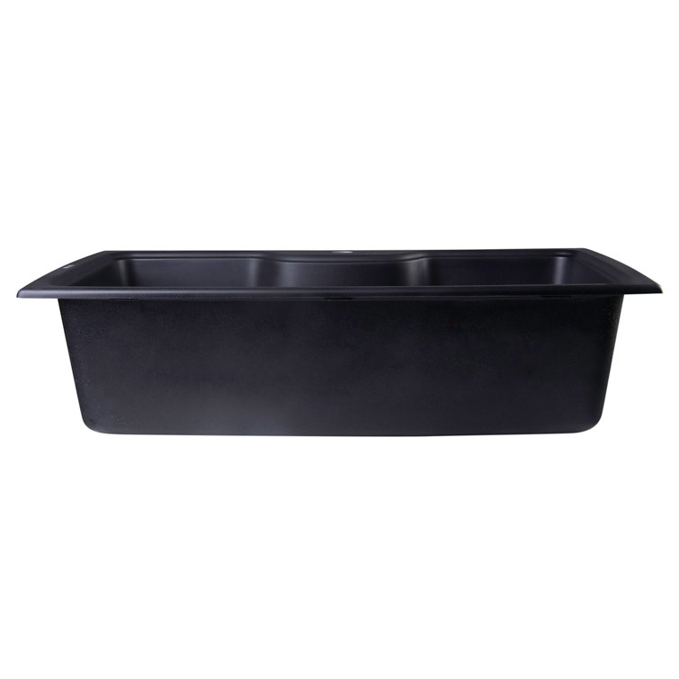 Black Granite 35'' Drop-In Single Bowl Kitchen Sink