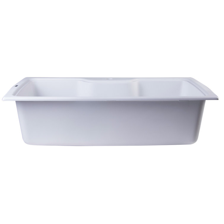 White 35'' Drop-In Single Bowl Granite Kitchen Sink