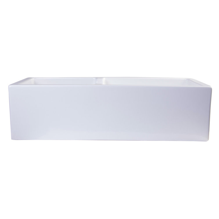 36'' White Fireclay Double Bowl Farmhouse Kitchen Sink