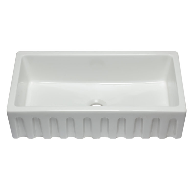 36'' White Fireclay Single Bowl Farmhouse Sink