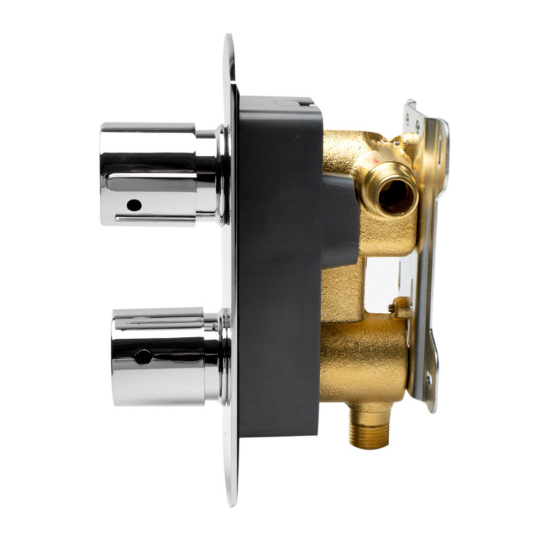 Polished Chrome Wall-Mounted Round Knob Thermostatic Shower Mixer