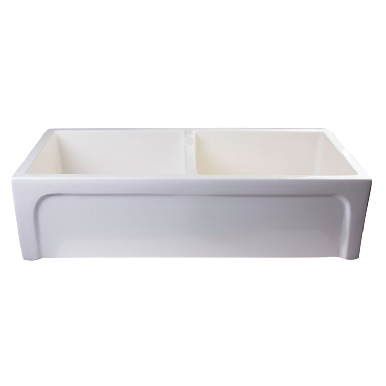 39.5'' Biscuit Fireclay Double Bowl Farmhouse Kitchen Sink