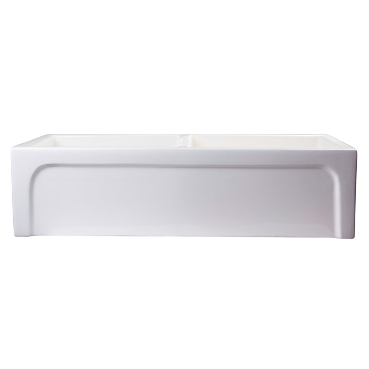 39.5'' Biscuit Fireclay Double Bowl Farmhouse Kitchen Sink