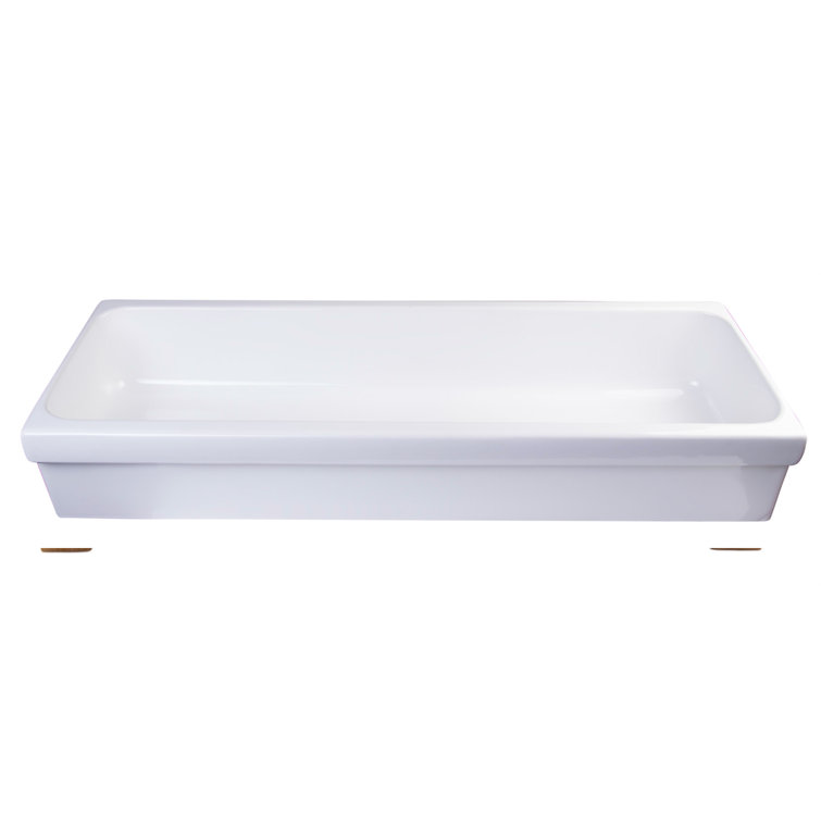 48" White Ceramic Trough Vessel Bathroom Sink