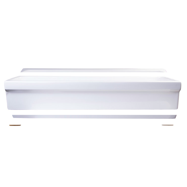 48" White Ceramic Trough Vessel Bathroom Sink