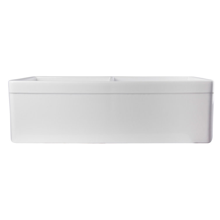 32'' White Double Bowl Fireclay Farmhouse Kitchen Sink