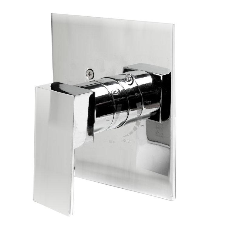 Polished Chrome Modern Square Shower Mixer with Lever
