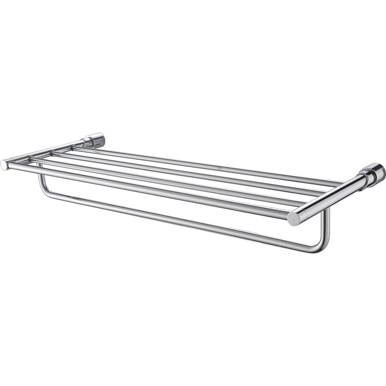 Polished Chrome Wall Mounted Towel Rack with Shelf