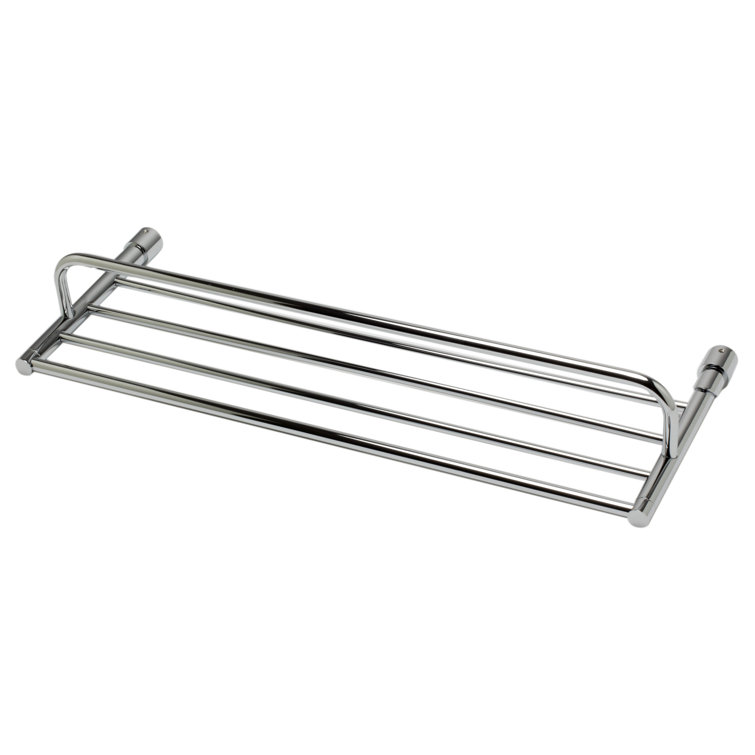 Polished Chrome Wall Mounted Towel Rack with Shelf