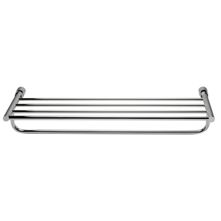 Polished Chrome Wall Mounted Towel Rack with Shelf